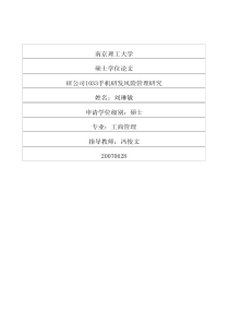 HY公司1033手机研发风险管理研究