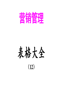 营销管理表格大全(十二)