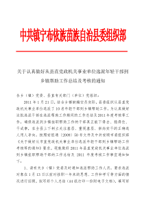 事业单位选派年轻干部到乡镇帮助工作总结工作及考核的通知(上网