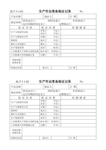 生产作业准备验证记录