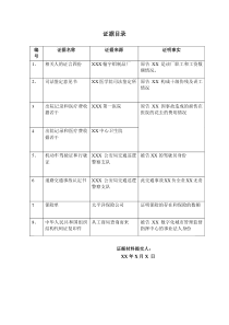 民事诉讼证据清单、目录范本