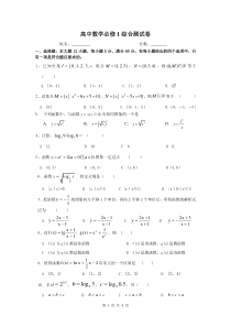 高中数学必修1综合测试试卷及答案