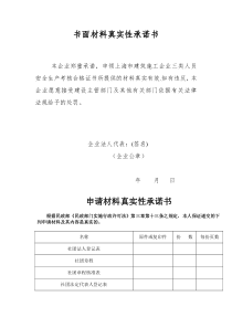 资料真实性承诺书