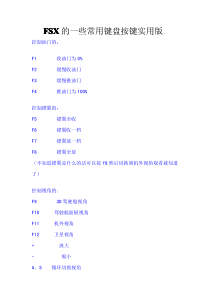 FSX的一些常用键盘按键实用版