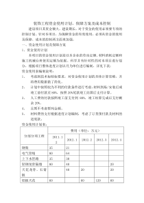 装饰工程资金使用计划、保障方案及成本控制