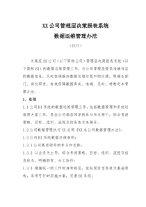 XX公司BI系统数据运维管理办法DOC