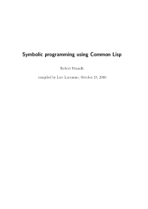 Symbolic Programming using Common Lisp