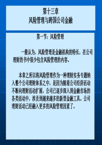 【公司金融精品课件】第十三章风险管理与跨国公司金融