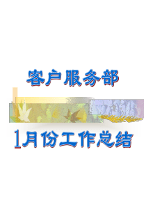 客户服务部1月份工作总结