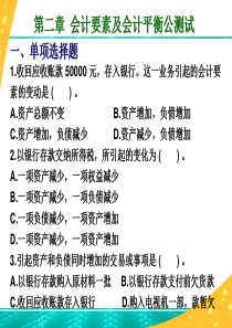 基础会计第二章会计要素及会计平衡公式 测试及答案