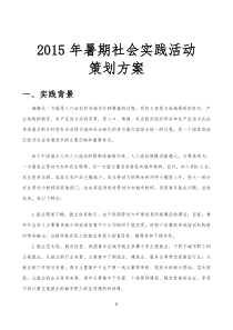 2015年暑期社会实践项目策划书