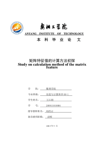 矩阵特征值方法研究与初探