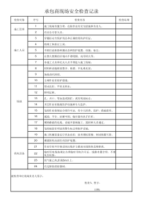 承包商现场安全检查记录