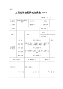 工程现场踏勘情况记录表及单项备案表(河南)