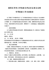 番禺区华阳小学危险化学品安全综合治理专项检查工作自查报告