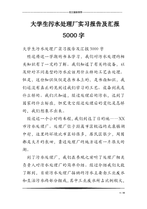 大学生污水处理厂实习报告及汇报5000字