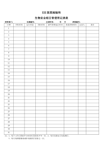 生物安全柜日常使用记录表