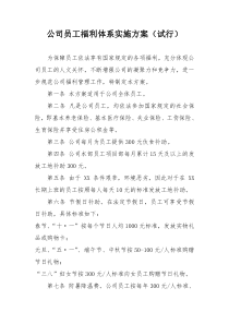 公司员工福利体系实施方案