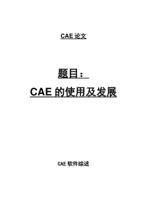 CAE的使用及发展