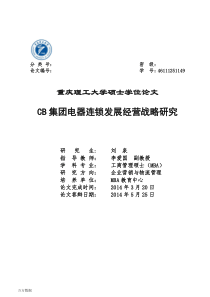 CB集团电器连锁发展经营战略研究