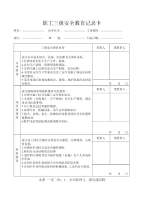 三级安全教育卡样本1