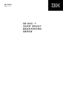 CIO如何在一个灵活应变 型的企业中提高业务灵活性并推动创新和发展