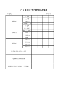 村级集体经济发展情况调查表