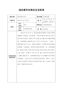 违法案件处理决定呈批表