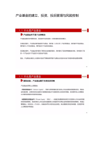 产业基金的建立、投资、投后管理与风险控制