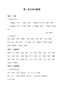 部编版六年级语文下册《第一单元考点梳理》