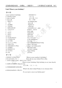 鲁教版五四制六年级英语下1-5单元重点