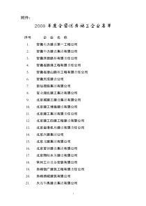 2008年度全国优秀施工企业名单-推荐下载