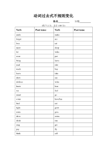 七年级英语下册动词过去式不规则变化默写表