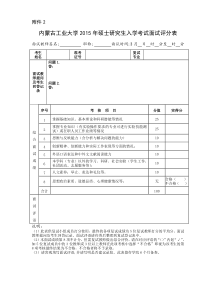 2015年硕士研究生入学考试面试评分表》(学院用)