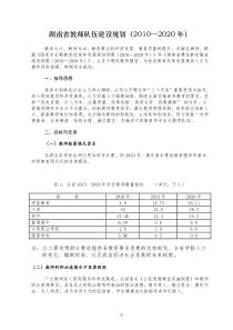 湖南省教师队伍建设规划(2010—2020年)