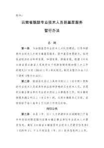 云南省鼓励专业技术人员到基层服务暂行办法