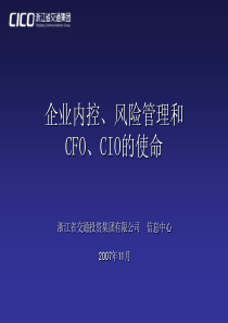 企业内控、风险管理和CFO、CIO的使命企业内控、风险管理和