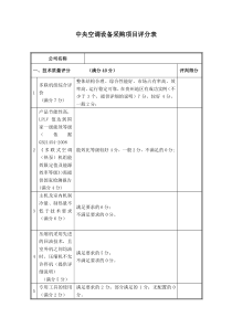 中央空调设备采购项目评分表