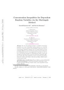 Concentration Inequalities for Dependent Random Va