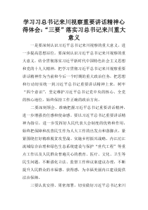 学习习总书记来川视察重要讲话精神心得体会：“三要”落实习总书记来川重大意义