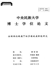 治理理论视角下的乡镇政府职能研究