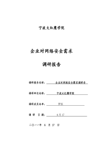 企业对网络安全需求调研报告