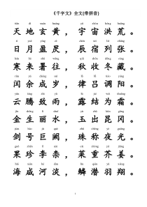 《千字文》全文(带拼音)