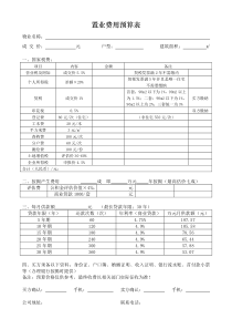 置业费用预算表