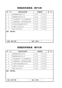 视频监控系统检查、维护记录