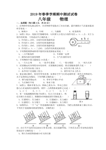 2019年八年级物理下册期中考试试卷-含答案