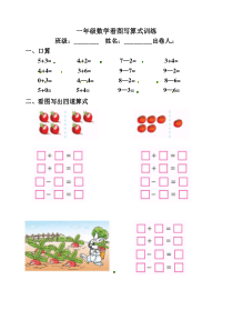 苏教版一年级下数学专项习题-看图写算式训练-通用版（无答案）