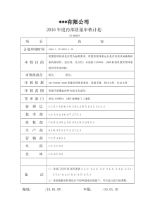 内部审核-2016年度(计划、报告、不符合项报告、不合格项分布、纠正措施表)