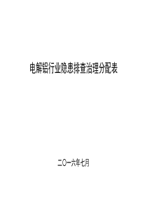 电解铝行业隐患排查治理分配表