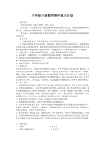 六年级下册数学期中复习计划